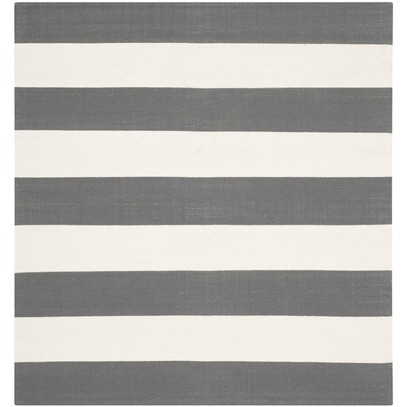 Parikh Hand Woven Cotton Striped Rug, Square 8'