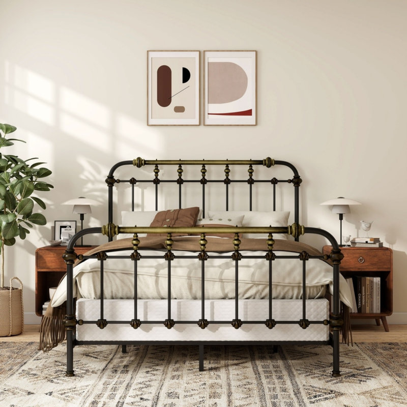 Transitional Style Bed Frame, King