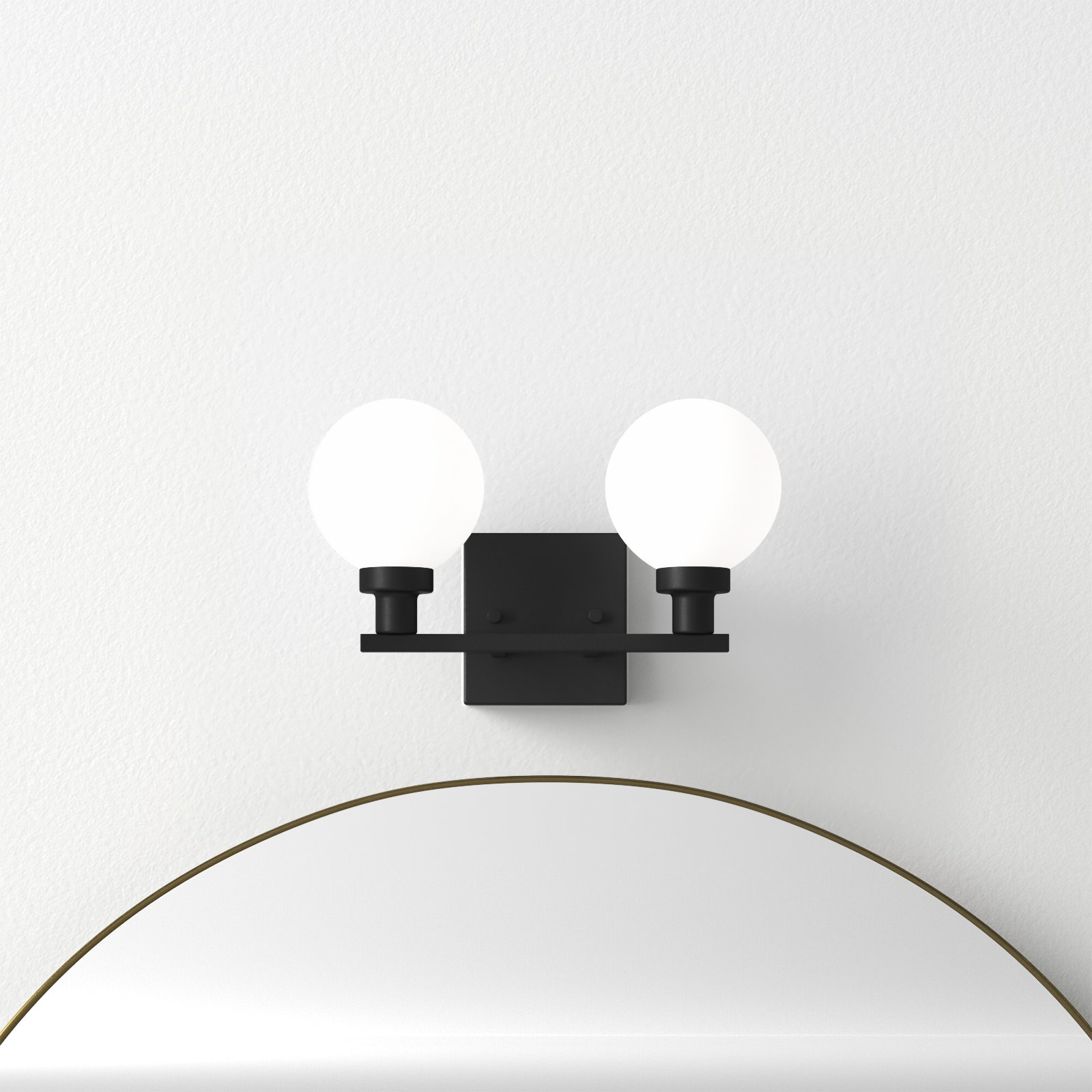 2 Light Frosted Dimmable Vanity Light, Midnight Black
