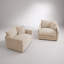 Ensemble de 2 chaises d'appoint, fauteuils rembourrés en chenille haut de gamme, chaises d'appoint de salon avec coussin décoratif, chenille café clair