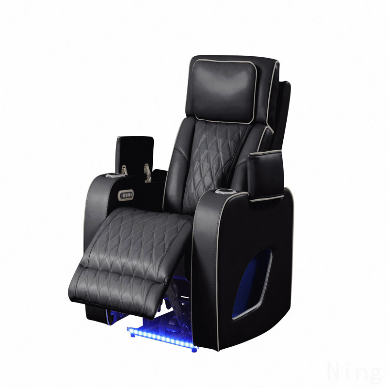 Fortuner Modern Wood Recliner Chair - Upholstered, Massage Function, Black