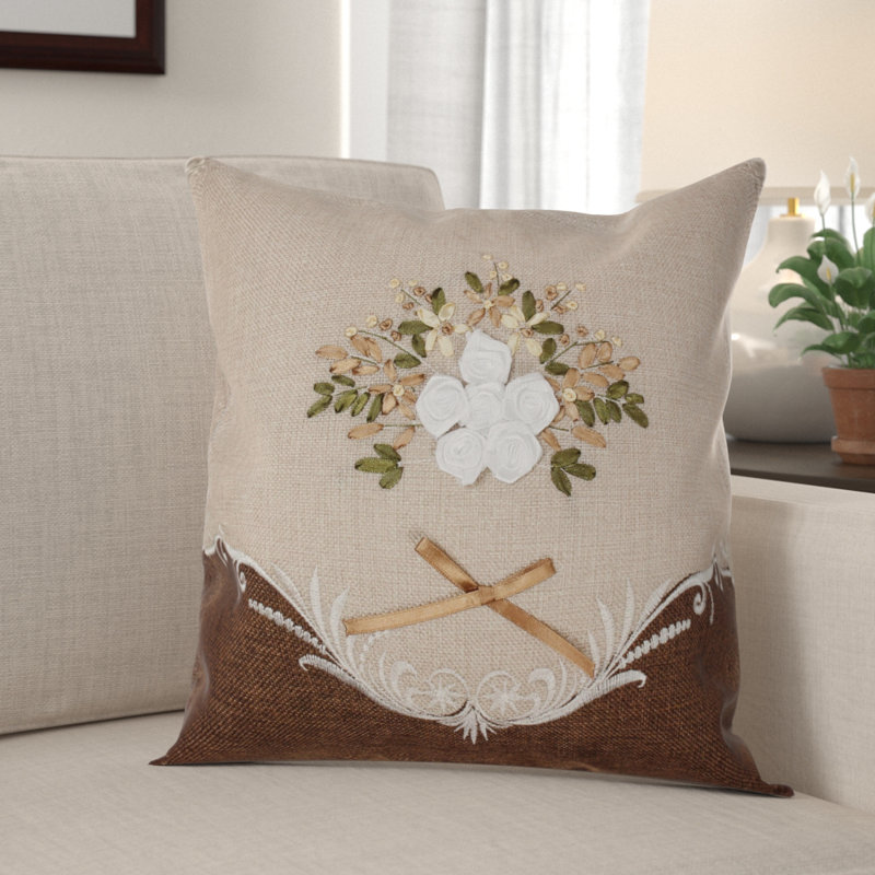 Housse de coussin décoratif artistique, Brun, Polyester/ Bourre en polyester