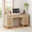Bureau de direction moderne en rotin naturel 58 po avec station de charge Boho
