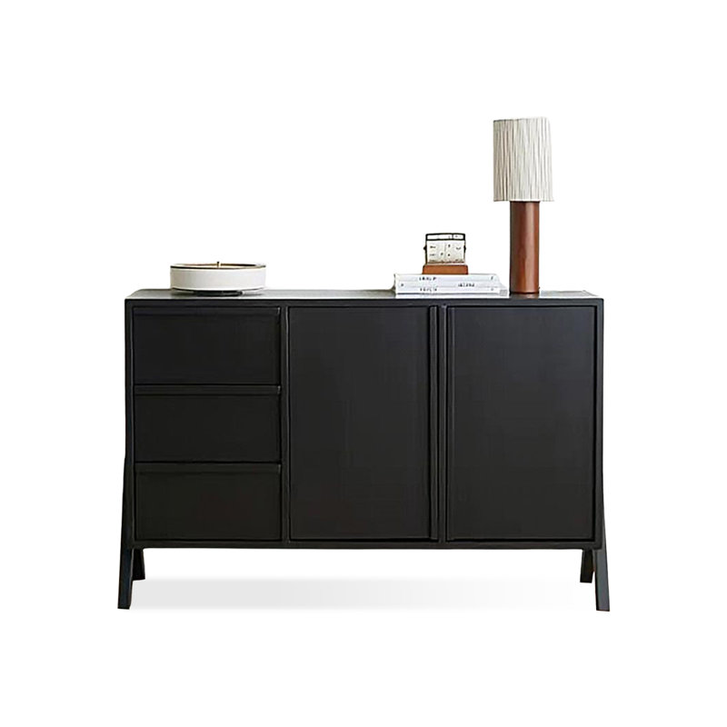 Retro Black Solid Wood Sideboard