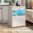 Nightstand With LED Lights & Power Outlet & Fingerprint Lock-2092640829