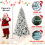 Arbre de Noël floqué pré-éclairé avec lumières UL blanc chaud, fil mémoire dépliable et support en métal stable-1061420110