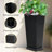 24-Inch Tall Tapered Planter Set of 2 with Tray, Large Indoor Outdoor Flower Pots with Drainage, Modern Decorative Planters for Porch, Patio, Garden, Backyard, Black (Approx. 61 cm)-1264049225