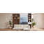 Lit simple escamotable avec armoire de rangement, étagère ouverte et port USB, grand canapé à l'avant, panneau imprimé paysage de montagne, lit mural peu encombrant pour la chambre à coucher, la chambre d'amis et appartement - blanc