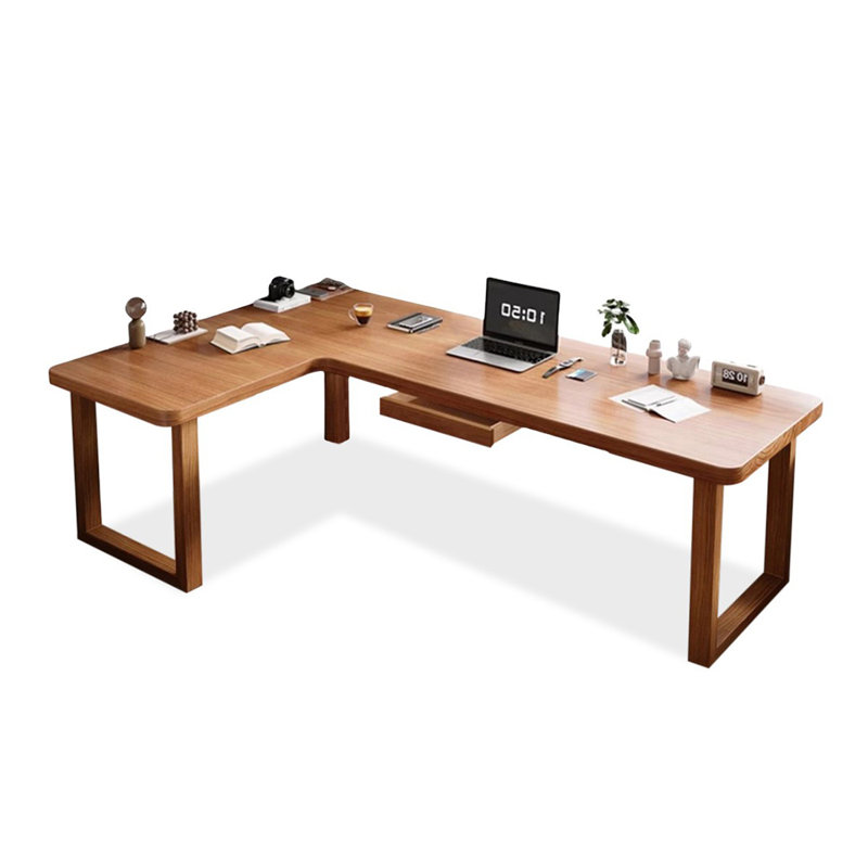 Bureau rectangulaire en L en bois massif, Retour à gauche, 29.53" H x 70.87" W x 47.24" D