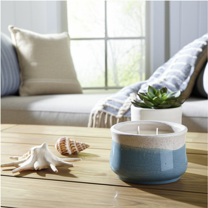  Bougie parfumée en céramique pour décoration de bibliothèque Modern, Bleu clair