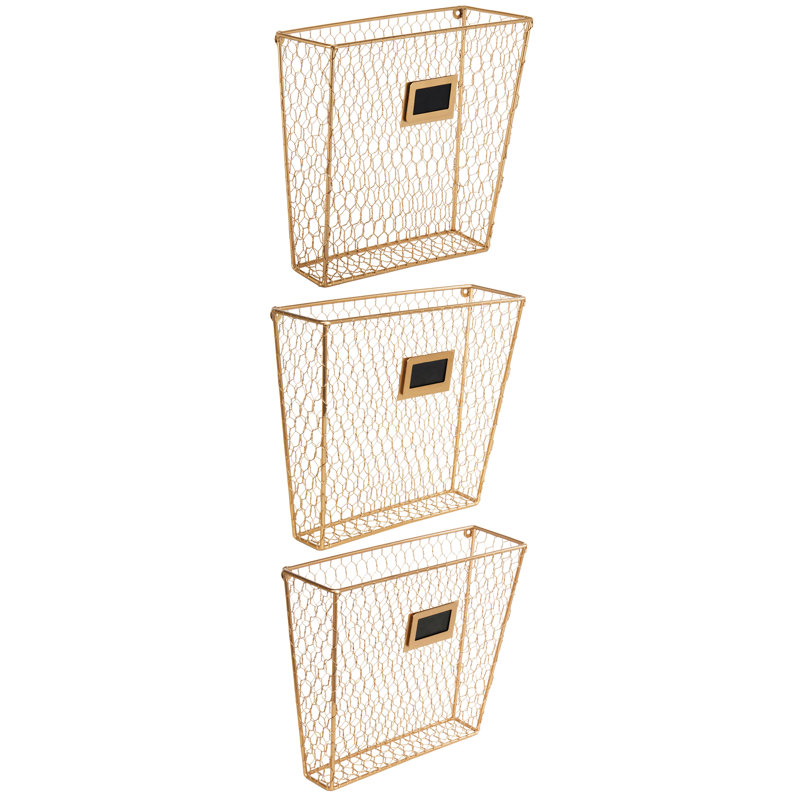 Wall Mounted Metal Wire Magazine Rack, Gold