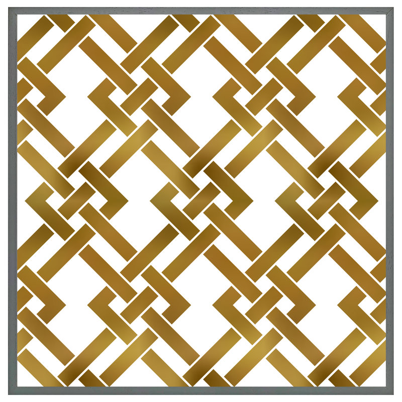 Colesville Gold Geometric Chain - Single Picture Frame Print, 61cm H x 61cm W x 4cm D, Grey Framed