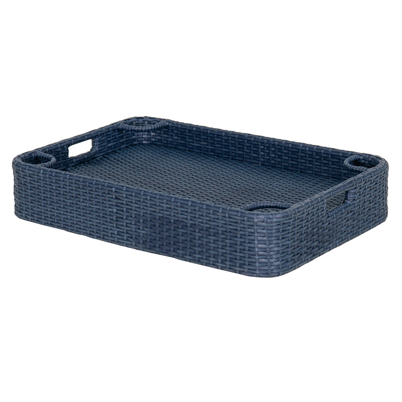 Sunjoy Wicker Floating Tray 36x24 inch Aluminum Frame Pool Tray Swimming Floating Serving Tray for Drinks, Snacks, and Essentials
