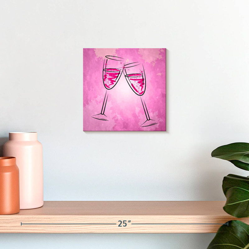 Yarlin Pink Champagne Glasses, 10" H x 10" W