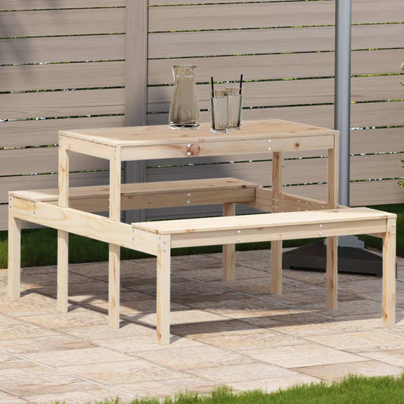 Coshocton Rectangular Outdoor Picnic Table , 110cm cm W 134cm cm D, Natural