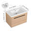 Meuble-lavabo moderne avec lavabo à poser en résine, armoire de salle de bain 2 portes