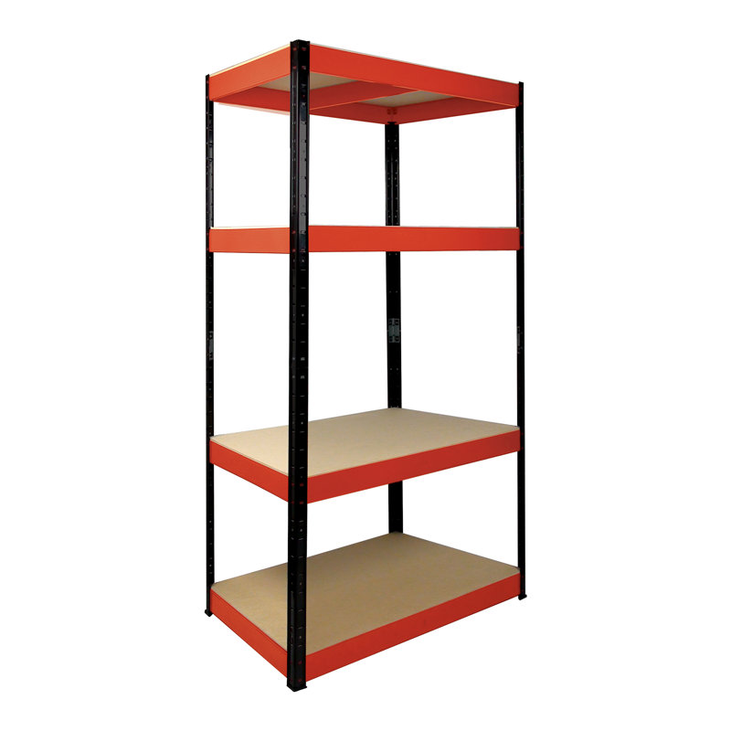 Larue Metal Shelving Unit, Red/Black, 180cm H x 90cm W x 30cm D