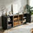 64-Inch Sideboard, Wooden Vertical Stripe Storage Cabinet