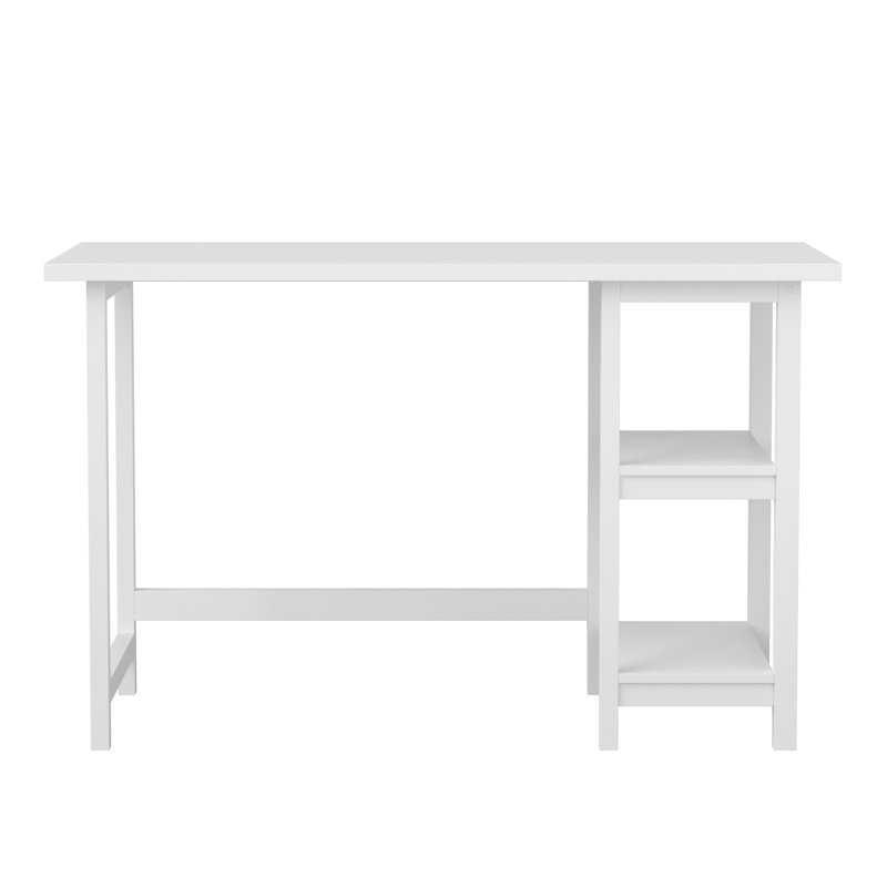 Martha Stewart Beckett Modern Trestle Desk with Open Side Shelving, White