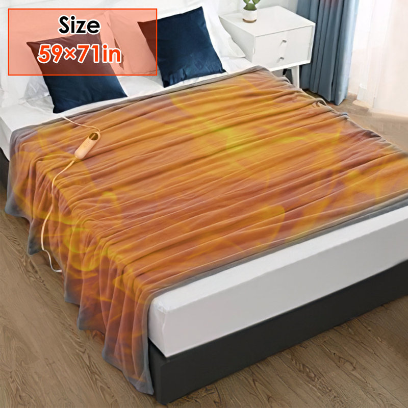 Jeté en flanelle chauffante 59 po Plus 51 po avec 10 réglages de chaleur, arrêt automatique, lavable