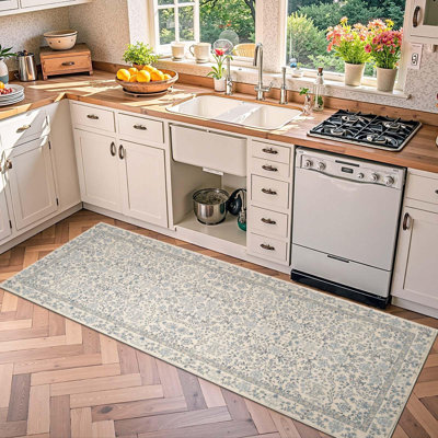 Tapis floral lavable à la machine
