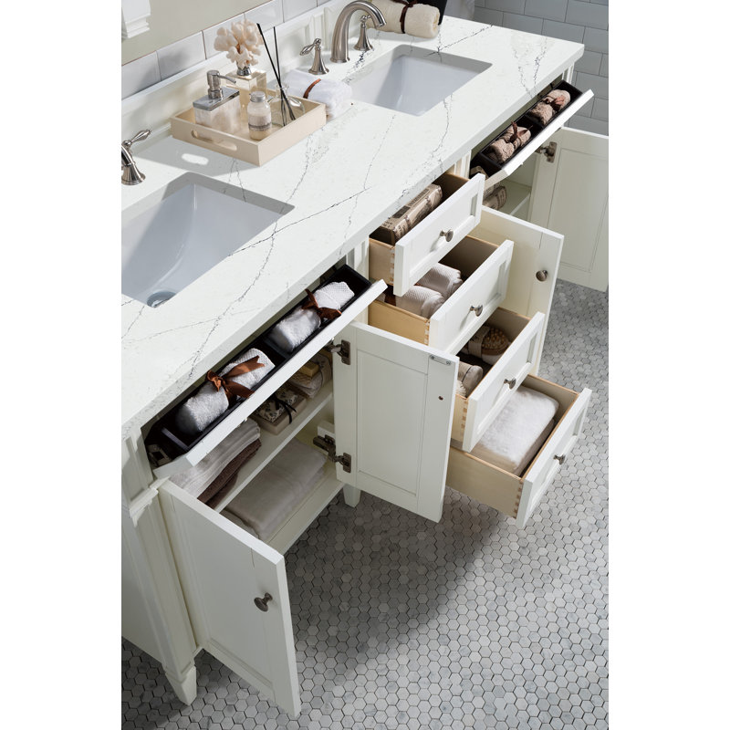 Brittany 72 in. Double Vanity, Bright White, Ethereal Noctis
