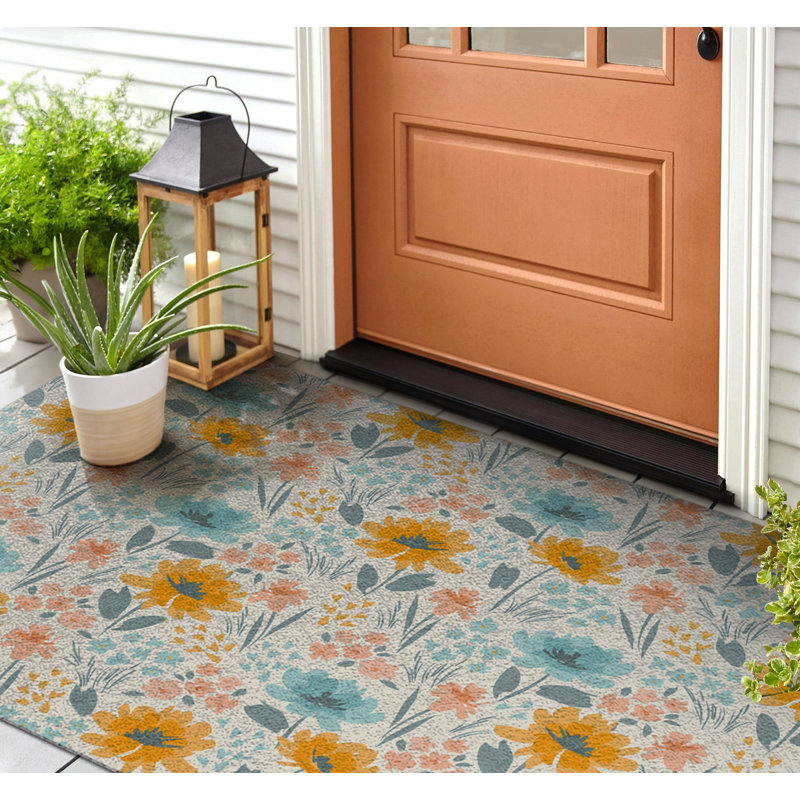 Non-Slip Floral Outdoor Doormat