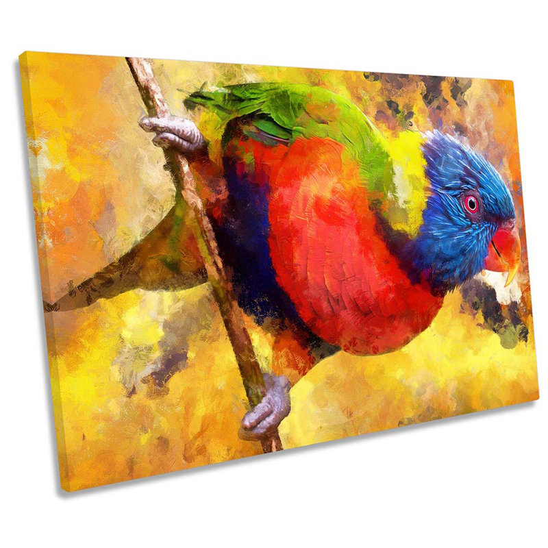 Parrot Bird Watercolour - Wrapped Canvas Painting, 30.5cm H x 45.7cm W