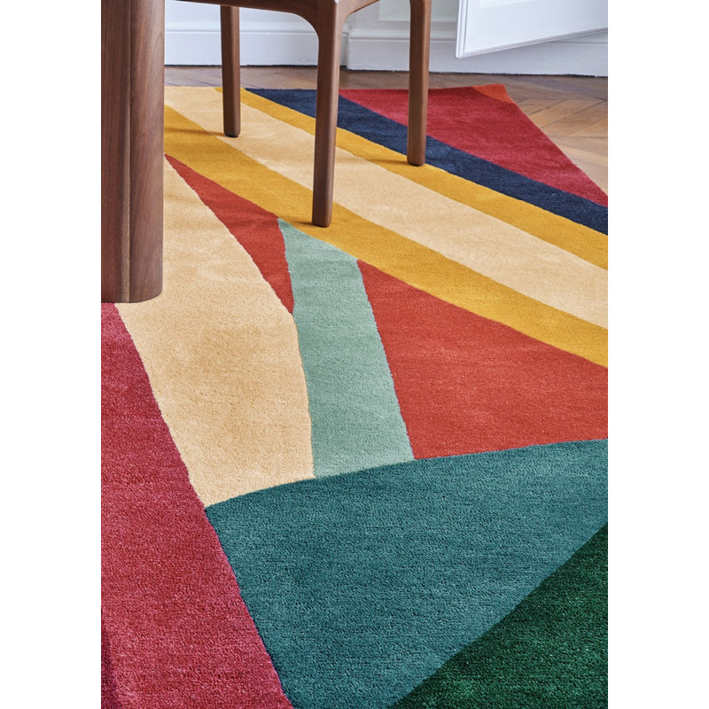 Ipanema Hand Tufted Wool Abstract Area Rug in Green/Red/Yellow, Rectangle 5'7" x 7'10"
