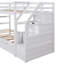 Lit simple superposé simple avec lit gigogne simple et 3 escaliers de rangement, blanc
