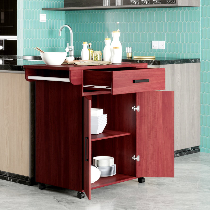 Latitude Run® Shelby Rolling Garage Cart With Storage Cabinet, Mahogany