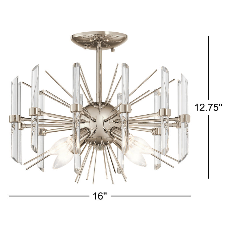 Plafonnier semi-encastré géométrique unique à 4 lumières de 16 po Irton