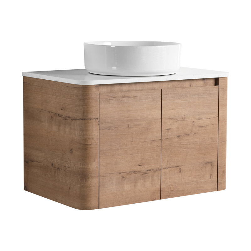 Meuble-lavabo mural de 30 po avec lavabo d'art en céramique, charnières à fermeture douce et fabrication en contreplaqué, idéal pour les salles de bain contemporaines.