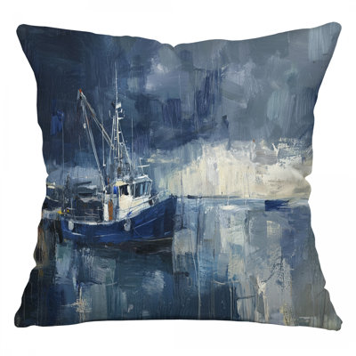 Coussin bateau, sergé de coton marine