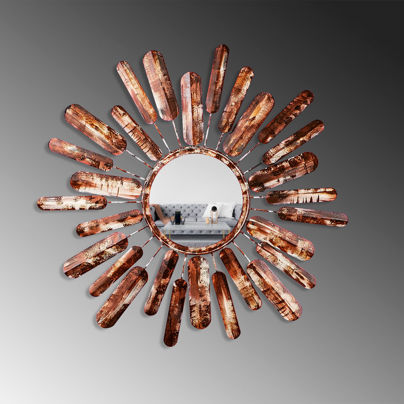 Handmade Decorative Mirror, 29.5 x 29.5 x 1.6 inches | 100% Metal Construction, Wall-Mountable Design | Unique Hand-Painted Finish, Color Variations for a Personalized Touch | Perfect for Living Room & Entryway Decor