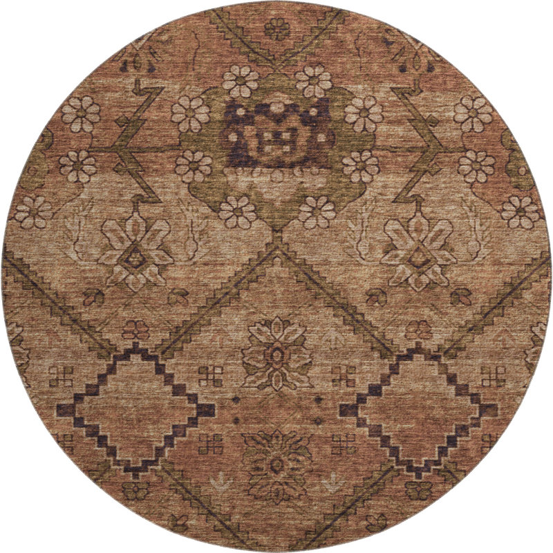 Premium Machine Washable Prisco Paprika Rug, Round 8'