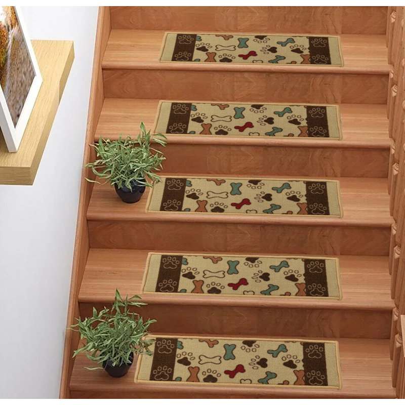 Tapis d'escalier antibactérien antidérapant et lavable à la machine, Rectangle 36 po x 7,5 po