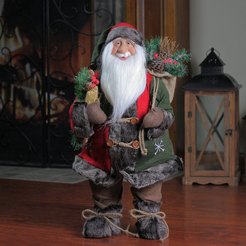 Figurine de Noël de style campagnard rustique 24 "avec manteau de flocon de neige 24"