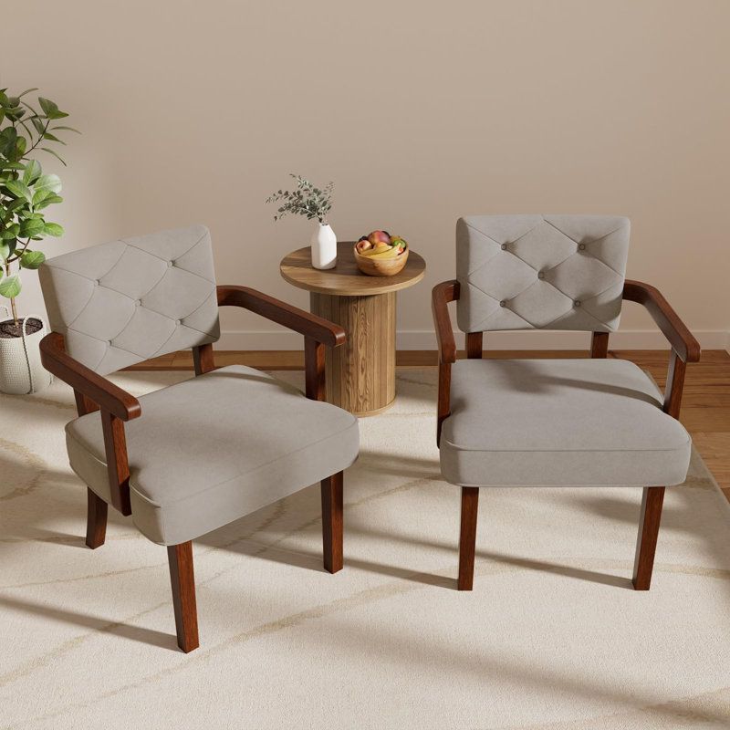 19" High Plush Upholstered Solid Wood Lounge Chair for Living Room, Bedroom and Study - Comfortable Contemporary Style Furniture