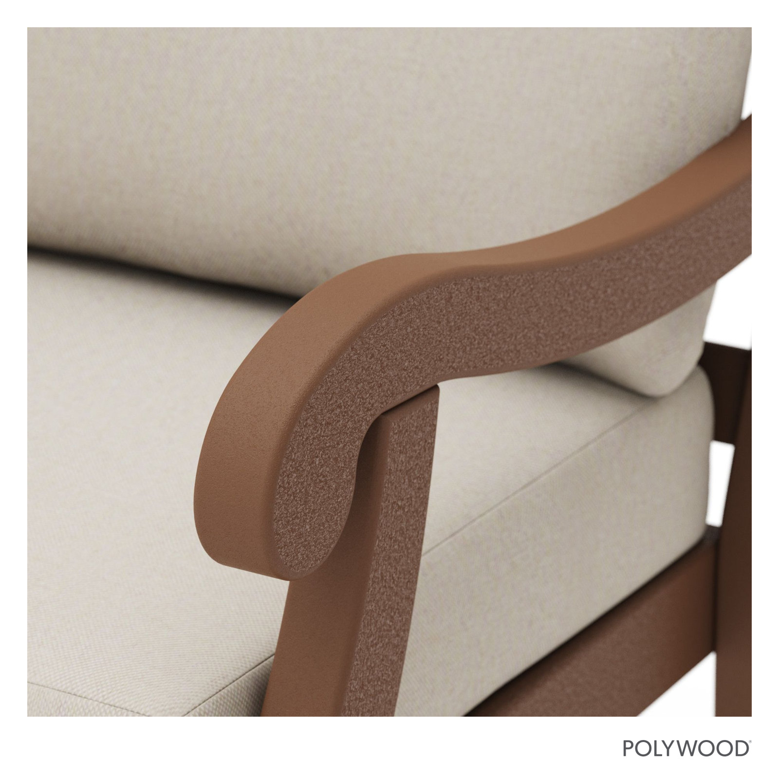 POLYWOOD® Verlyn 72" Patio Sofa, Dune Burlap Cushion/Teak Frame