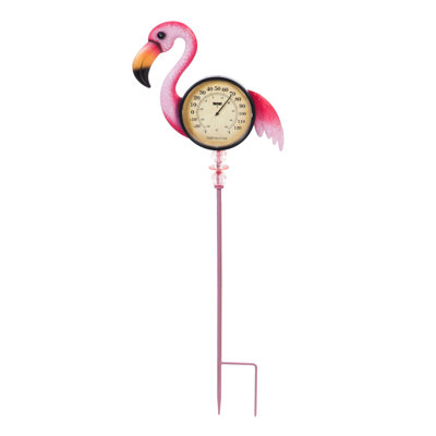 Flamant rose de jardin thermomètre