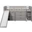 Lit mezzanine simple gris avec configurations de tablettes et d'armoires. Structure en bois massif pour plus de stabilité. Améliorez les options de rangement dans la chambre à coucher. Garde-corps inclus. Pas de sommier à ressorts si amplement efficace
