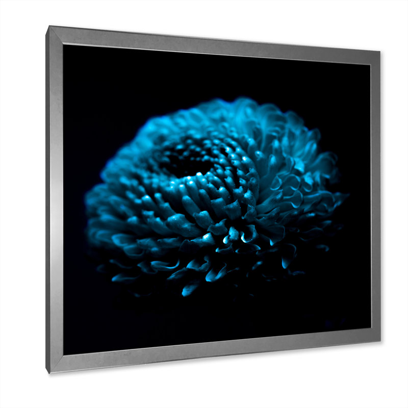 «Fractal Turquoise Flower», reproduction sur toile encadrée, H 16 po x l 16 po x P 1 po, Cadre photo argenté
