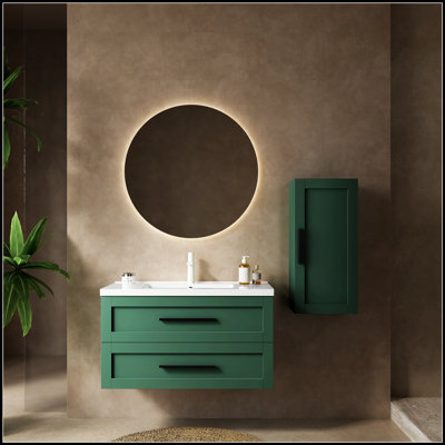 Meuble-lavabo flottant mural 36 po avec lavabo 2 tiroirs en céramique moderne sans armoire d'appoint