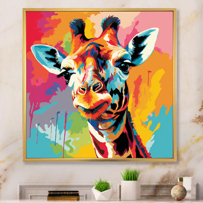Colorful Pop Art Giraffe Portrait II - Giraffe Animal Wall Art