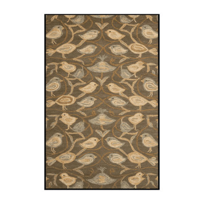 Washable Nested Birds Farm Area Rug