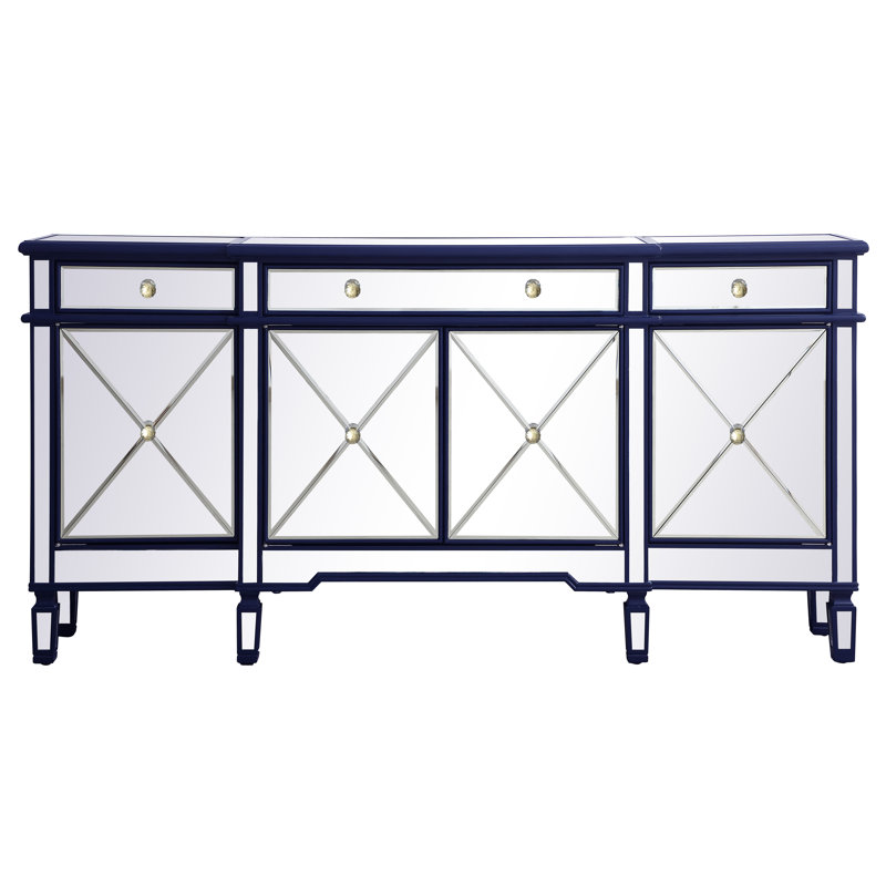 Buffet bas à 3 tiroirs Caila, Blue, H 36 po x l 72 po x P 14 po