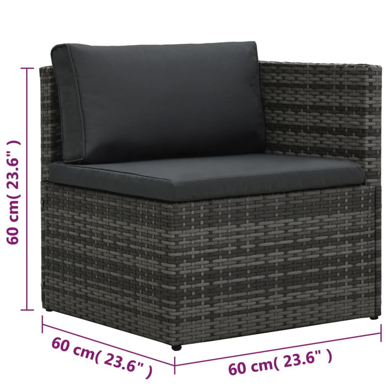 5 Piece Lounge Chair with Cushions, Gray