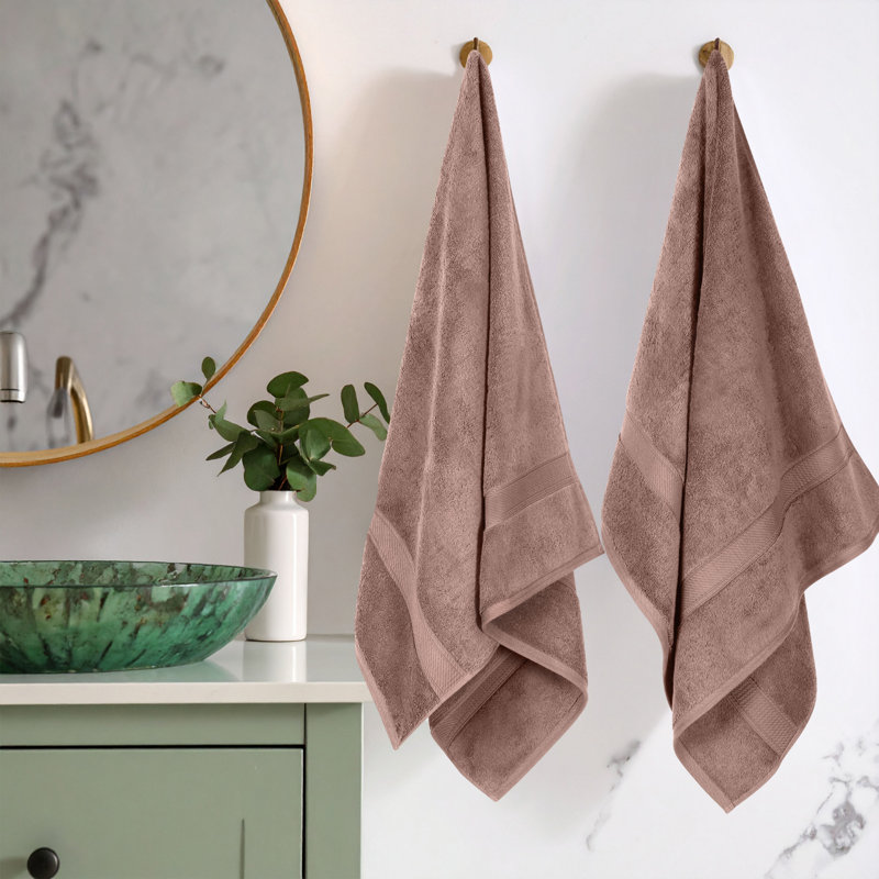 800 GSM Certified Egyptian Cotton Bath Towel Set (Set of 2), Muted Mauve