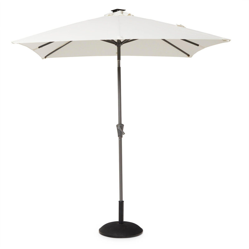Ahmid 8 Seater Rattan Garden Dining Set with Cream LED Premium Parasol & Cover, Beige, Cream